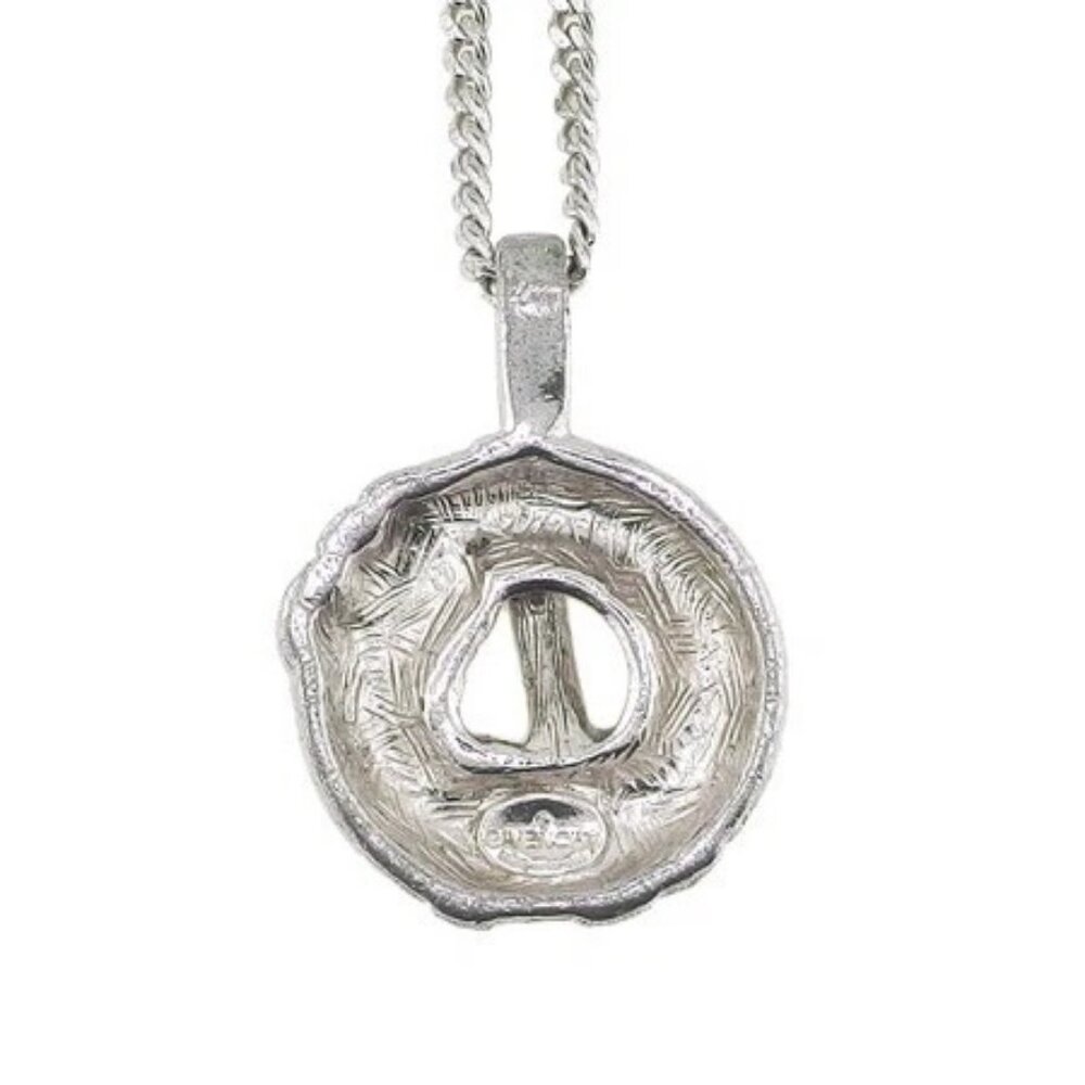 GIVENCHY Necklace 4G Logo Silver Hardware x Rhinestone Authentic - Picture 2 of 10
